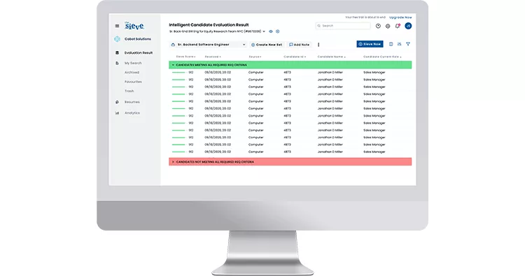 Resumesieve candidate evaluation platform